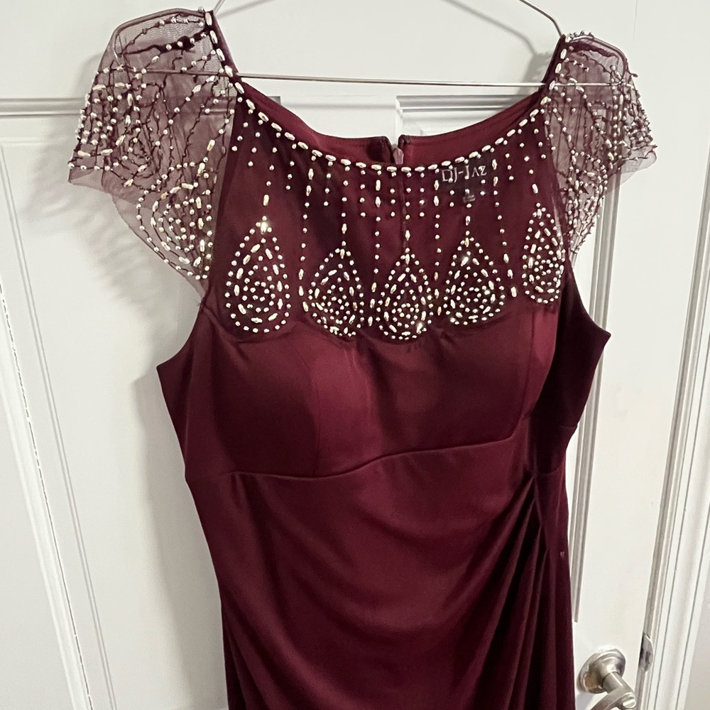Beaded Burgundy Evening Gown